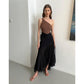 Black Modal Jersey, Chiffon And Lace Wrap Skirt