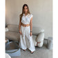 White Linen Crop Shirt with Tassle