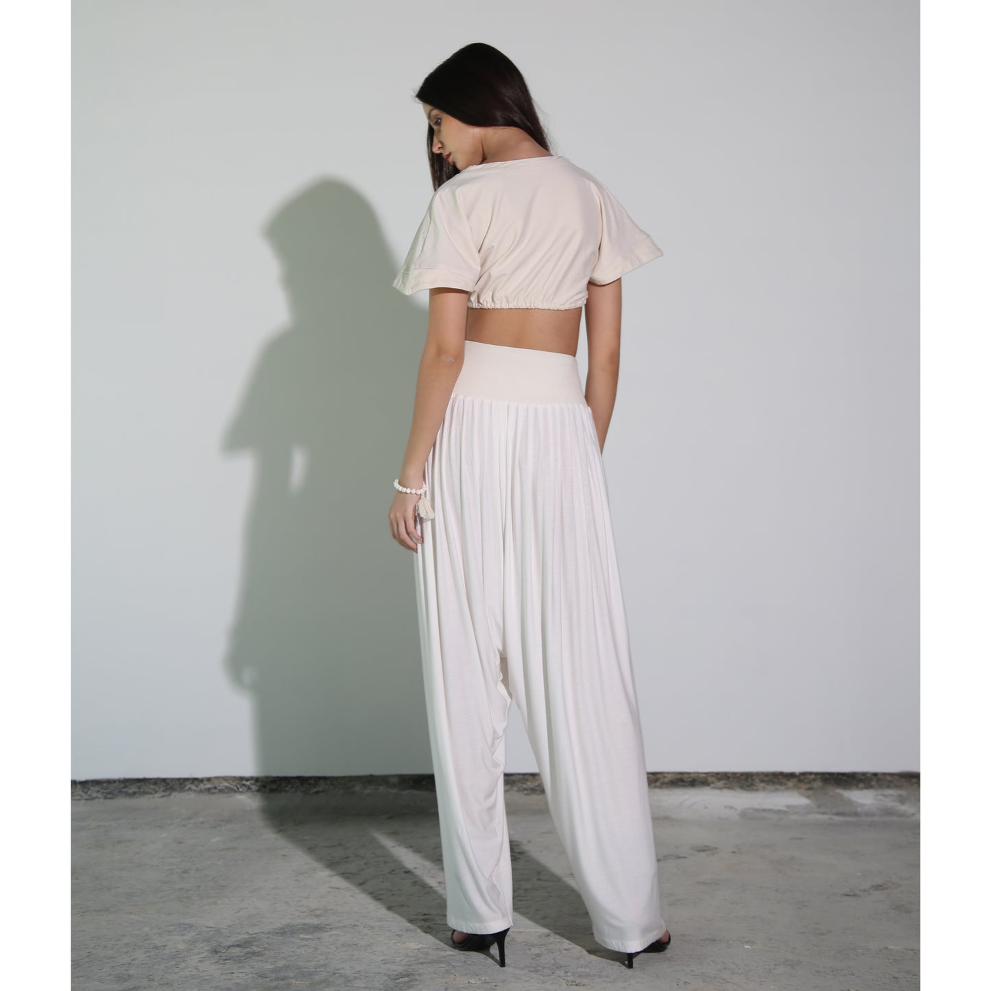 White Modal Soft Jersey Crop Front Tie Tee