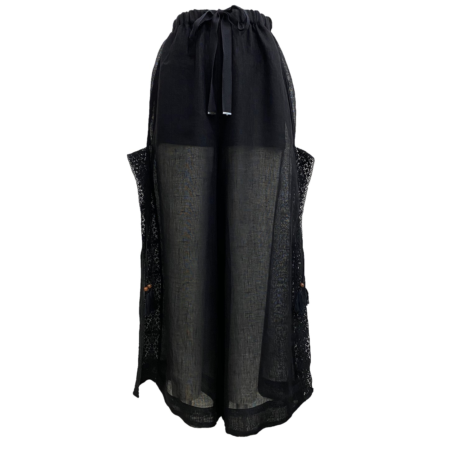 Black Linen Pant with Side Slit
