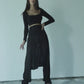 Black Chiffon Pants with Tie Detail Sculpting Waistband