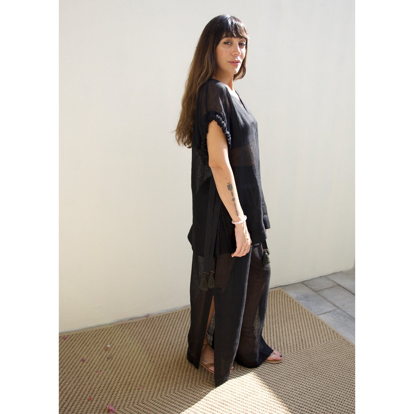 Black Pure Linen Tunic