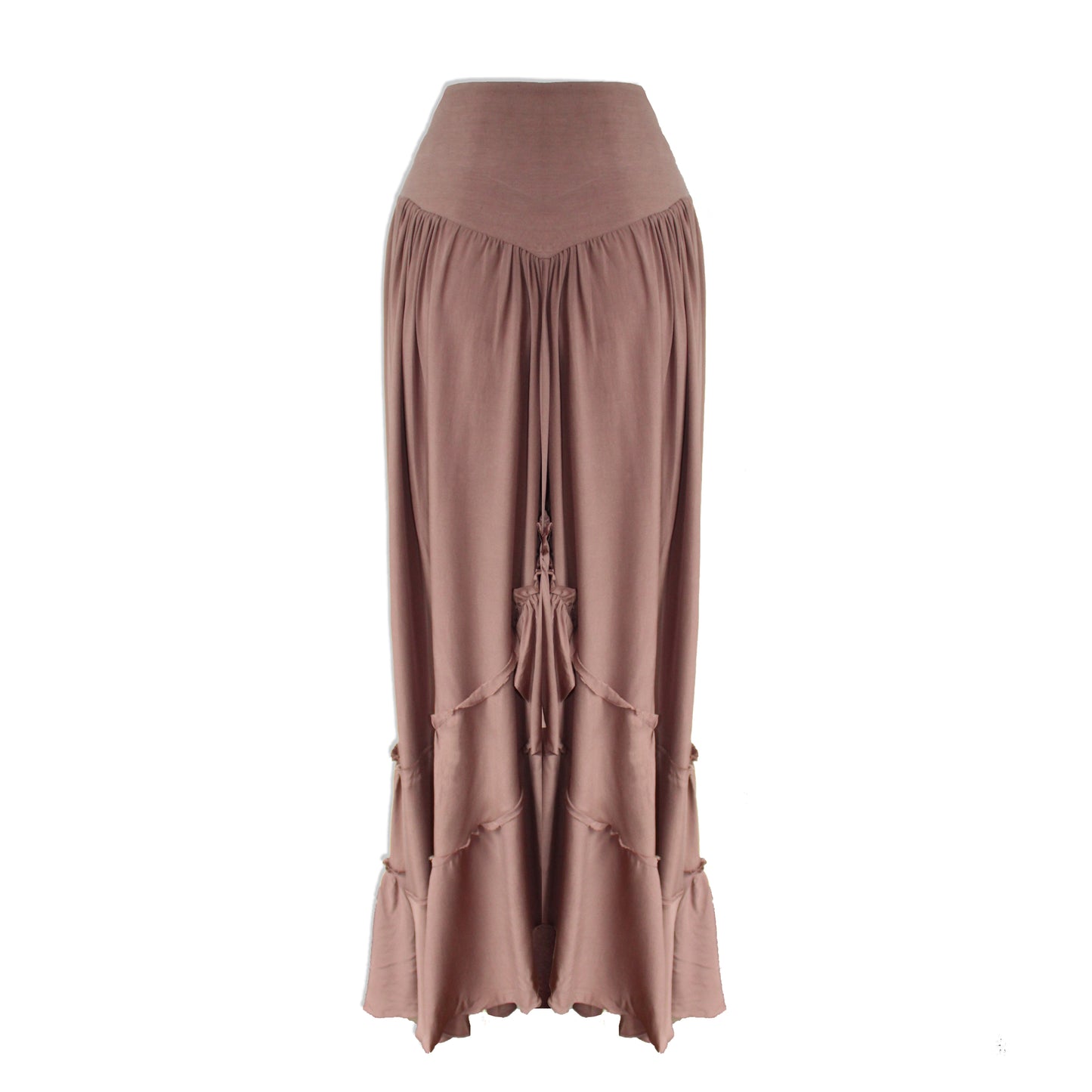 Cocoa Modal Crepe Asymmetric Front Ruffle Skirt