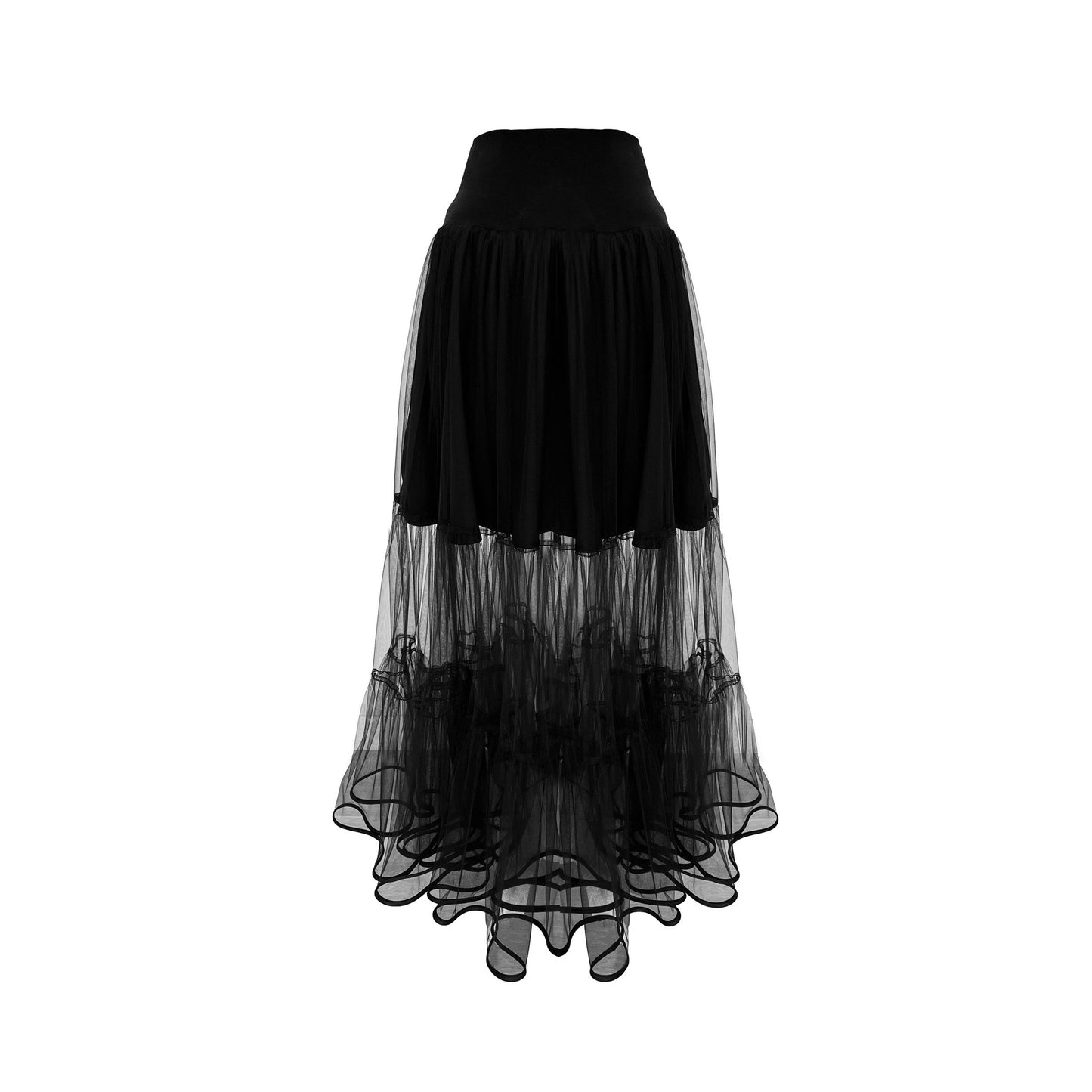 Black Tulle Tiered Skirt Sculpting Waistband