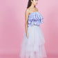 Lilac Laser Cut Out Top & Lilac Tulle Ruffled Skirt