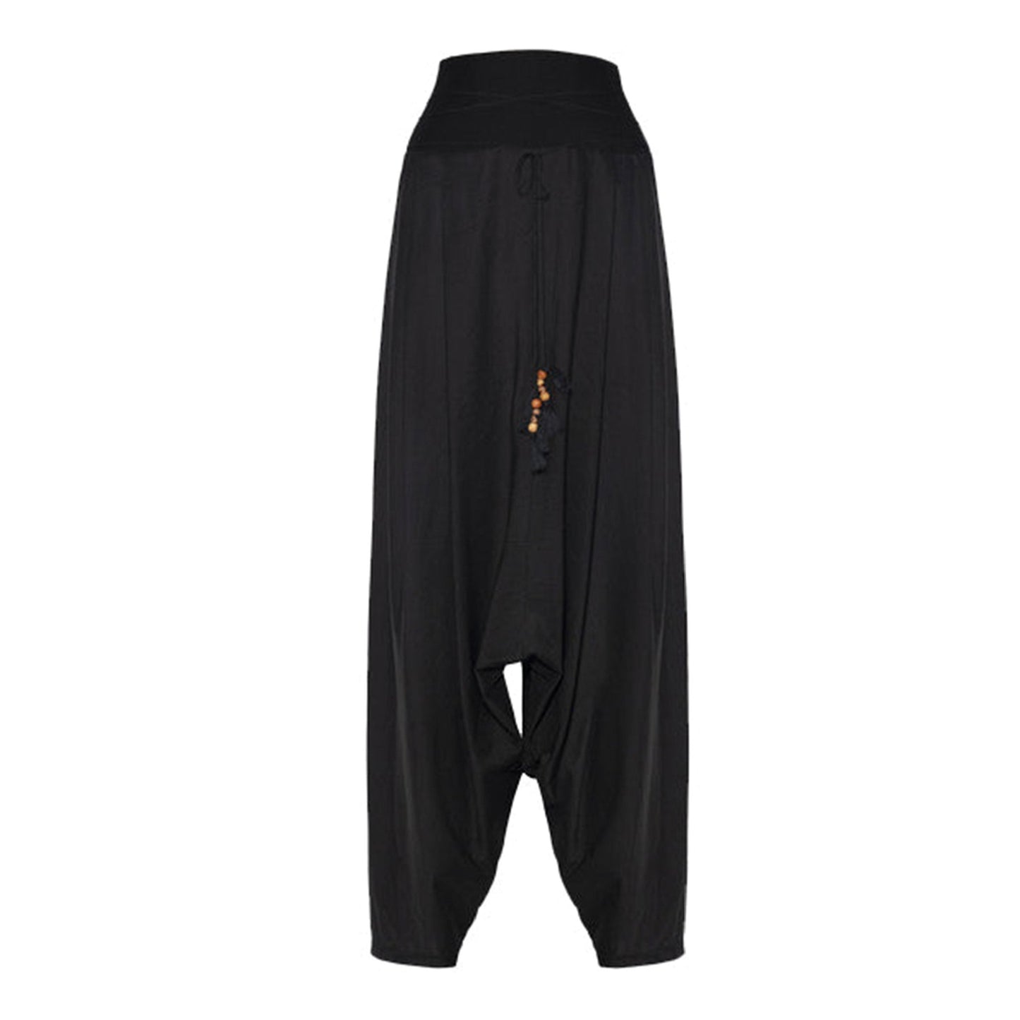 Black Modal Cotton Drop Crotch Pants with Stretchable Waistband