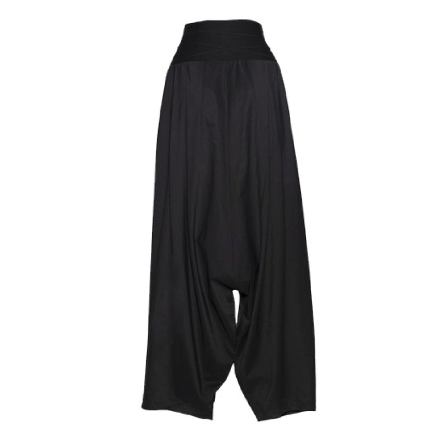 Black Modal Cotton Drop Crotch Pants with Stretchable Waistband