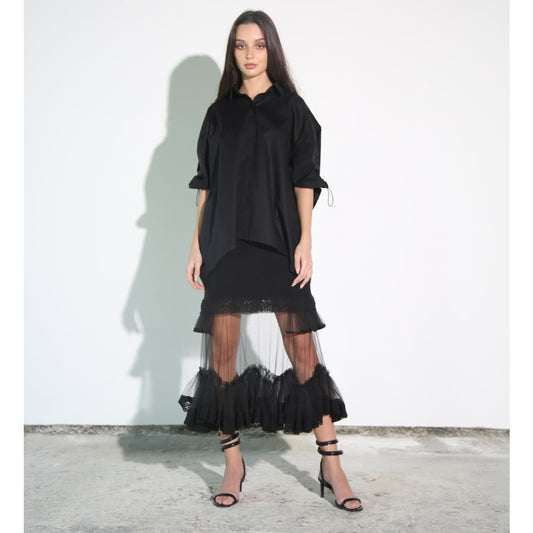 Black Cotton Oversized Shirt