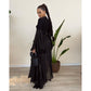 Black Modal Jersey Chiffon Flute Sleeves  with Lace