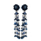 Deep Blue Floral Cascade Earrings