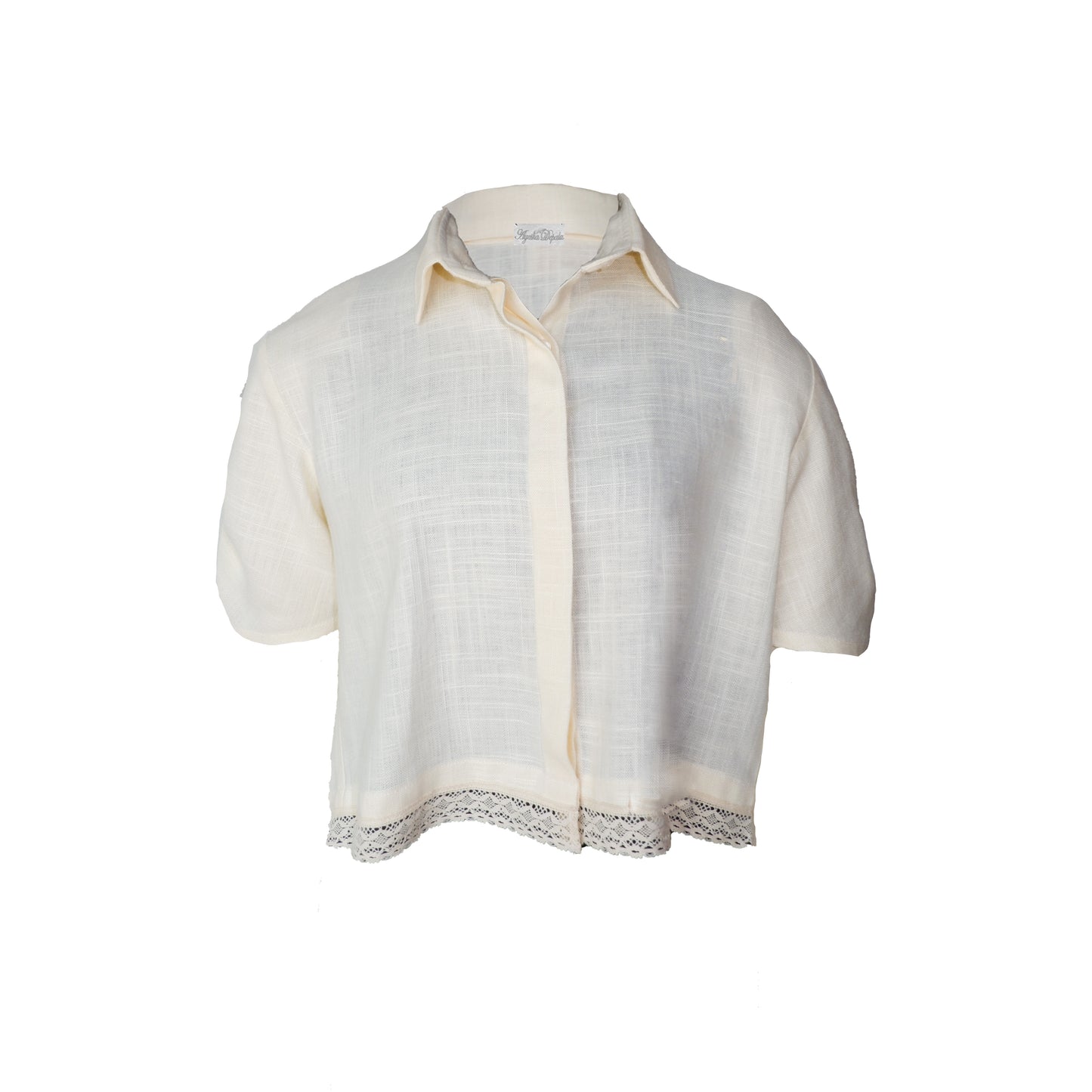 Buttercream Linen Shirt with Lace