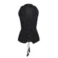 Black Pure Linen Waistcoat