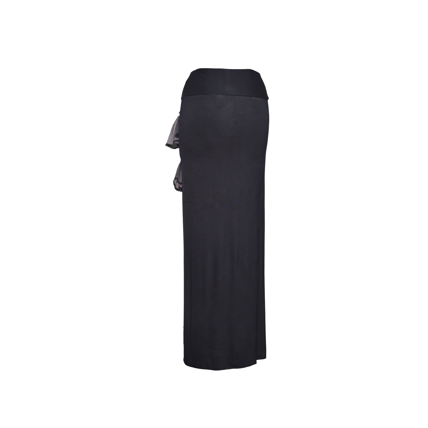 Black Modal Soft Jersey Tulle & Lace Skirt