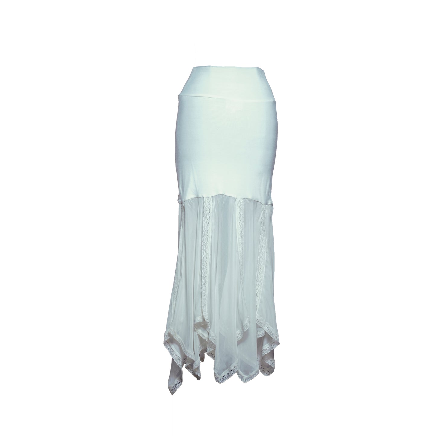 Ivory Modal Jersey & Chiffon Handkerchief Skirt