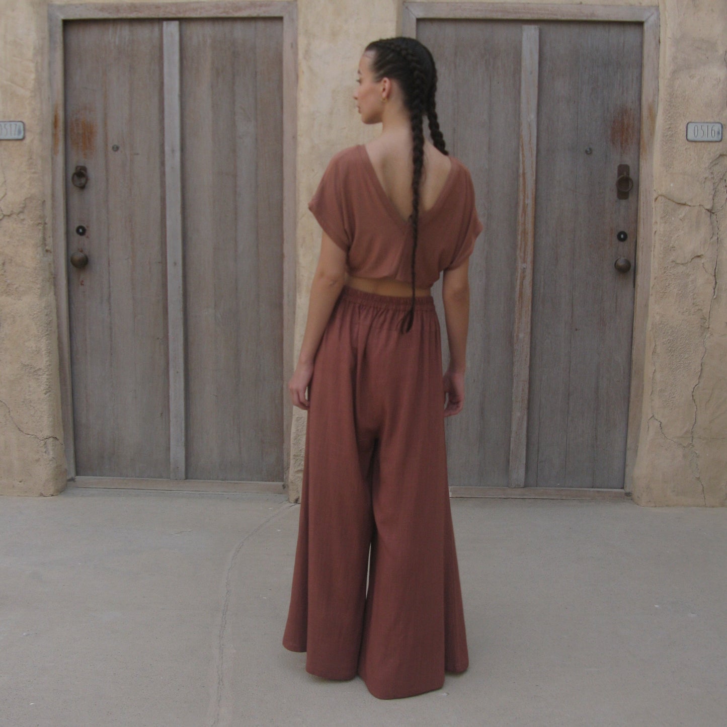 Terracotta Linen Wide Leg Pants