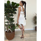 White Modal Jersey Godet Short Skirt with Lace