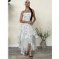 Off White Tiered Tulle French Lace  Dress