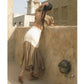 Sand Beige Pure Linen Ruched Top with Tassels