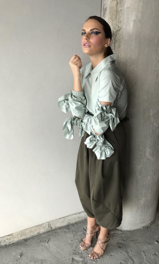 Sage Green Poplin Multi-Bow Shirt