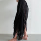 Black Soft Chiffon Sheer Draped Pant, With Inner Leg Drape And Sculpting Waistband