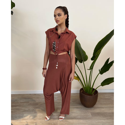 Terracotta Modal Jersey Drop Crotch Pant