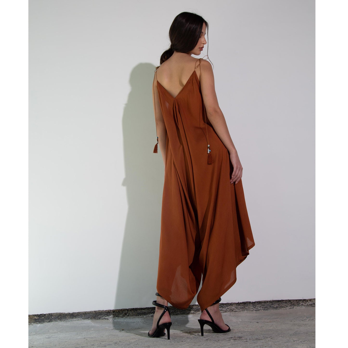 Terracotta Modal Jumpsuit with Handmade Tassel