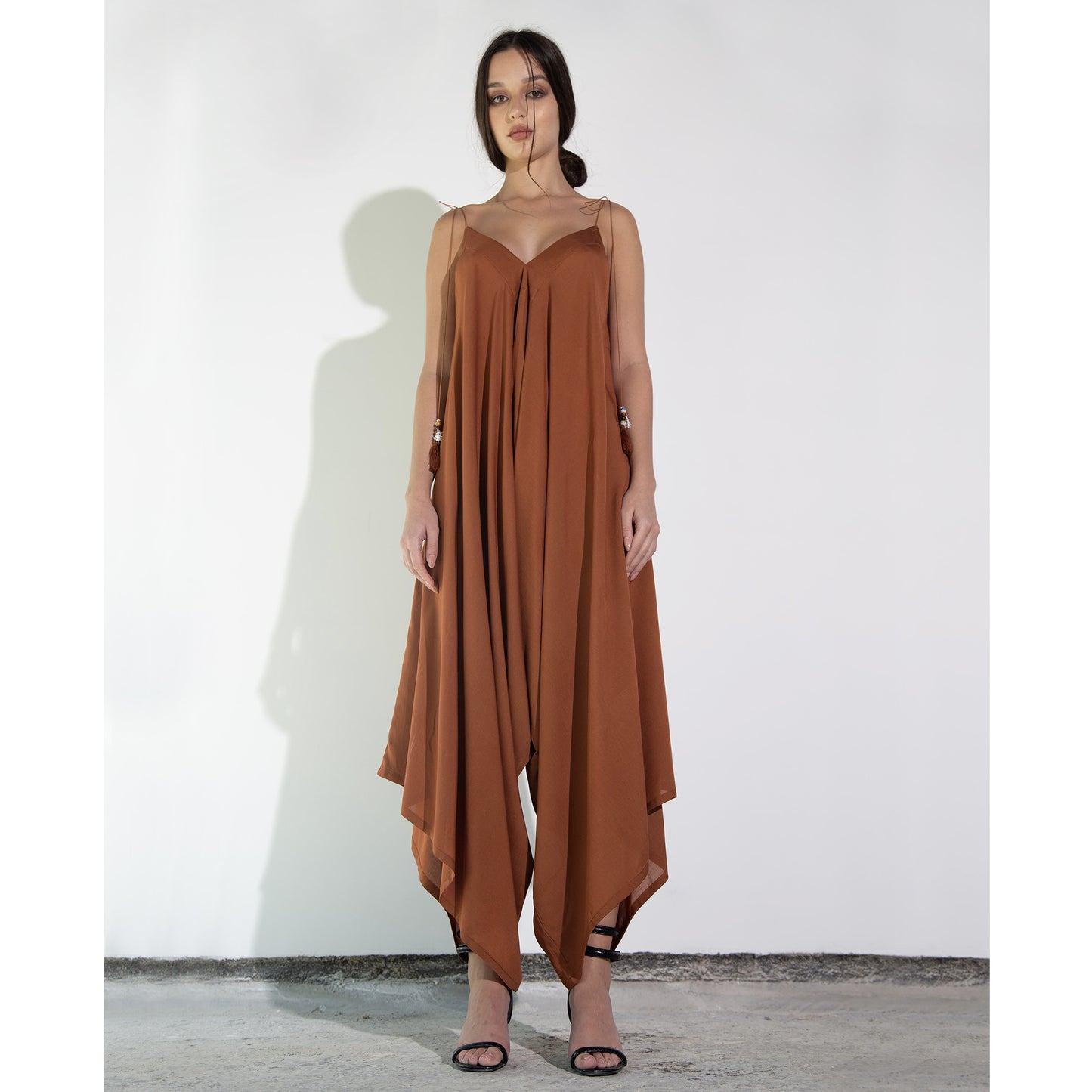 Terracotta Modal Jumpsuit with Handmade Tassel