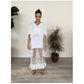 White Modal Jersey Skirt with Tulle & Lace Ruffle