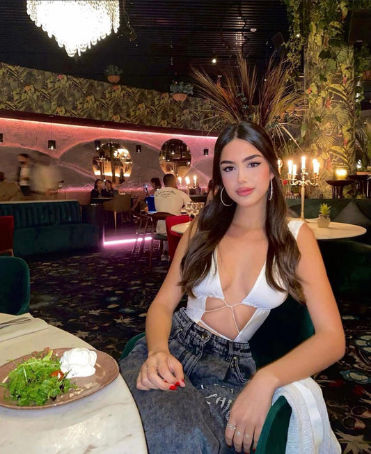White Jersey Criss Cross Bodysuit