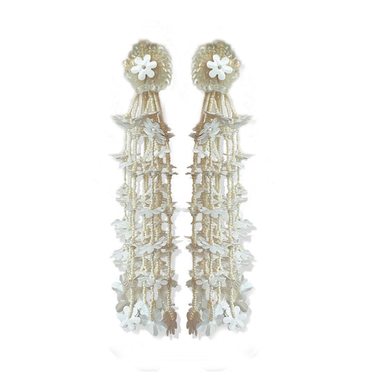 White Floral Cascade Earrings