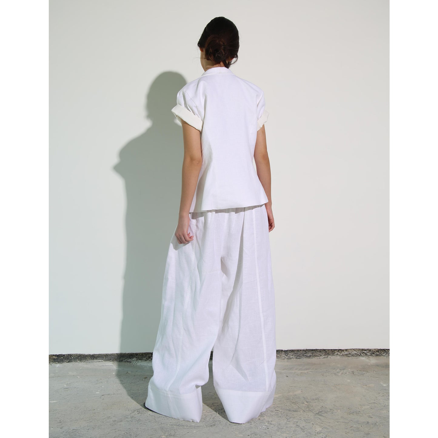 White Linen Wide-Leg Pants