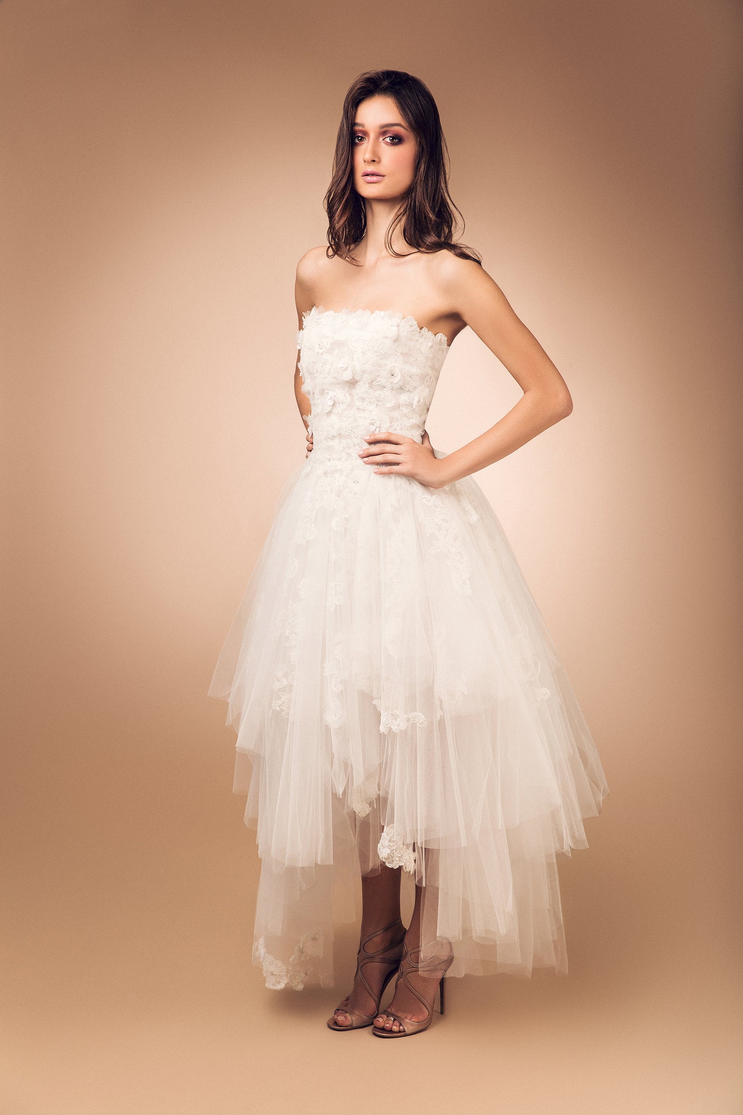 White Lace with Tulle Overlay Dress