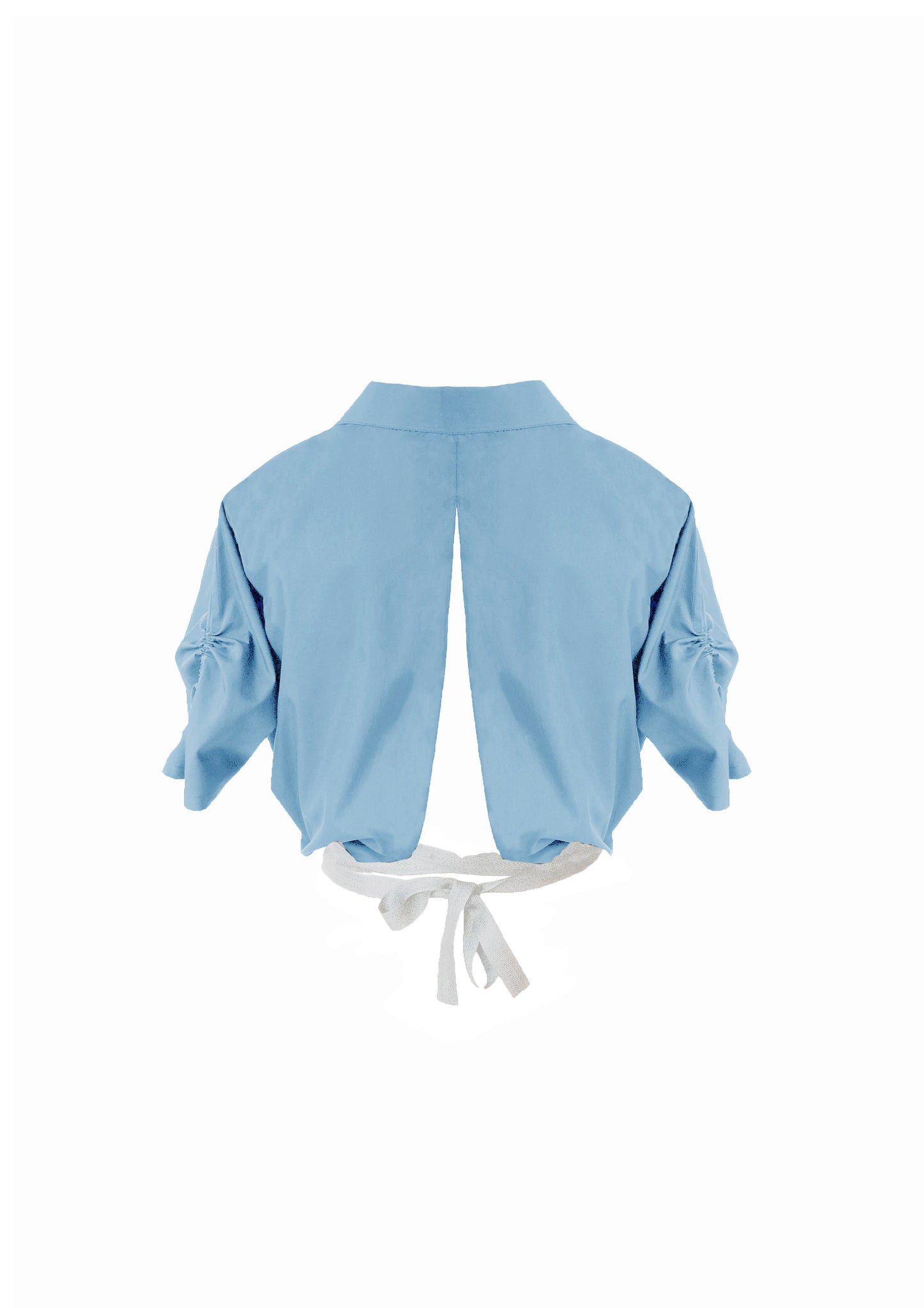 Baby Blue Cotton Wrap Around Ribbon Shirt