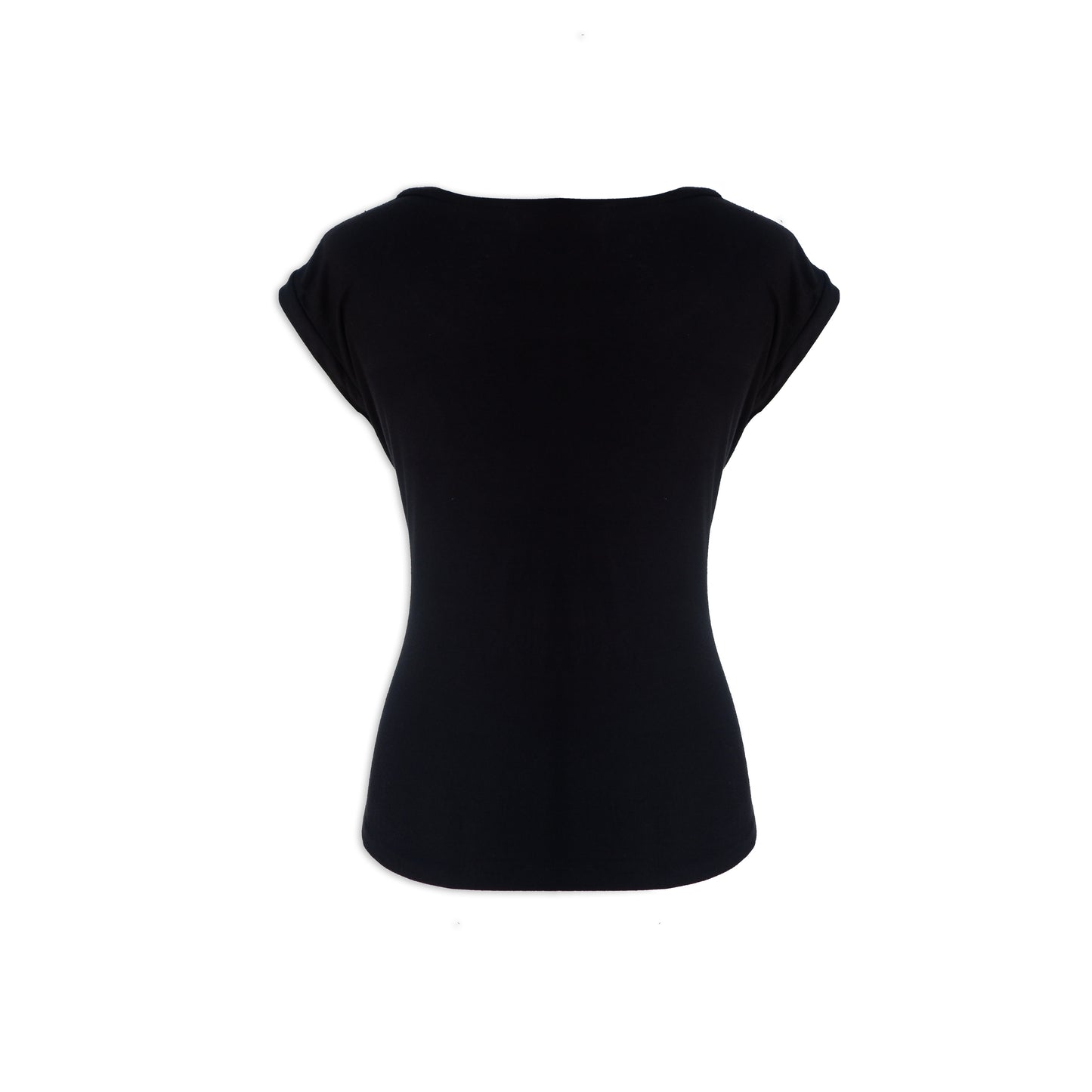 Black Modal Soft Jersey Tee with Cap Sleeves