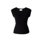 Black Modal Soft Jersey Tee with Cap Sleeves