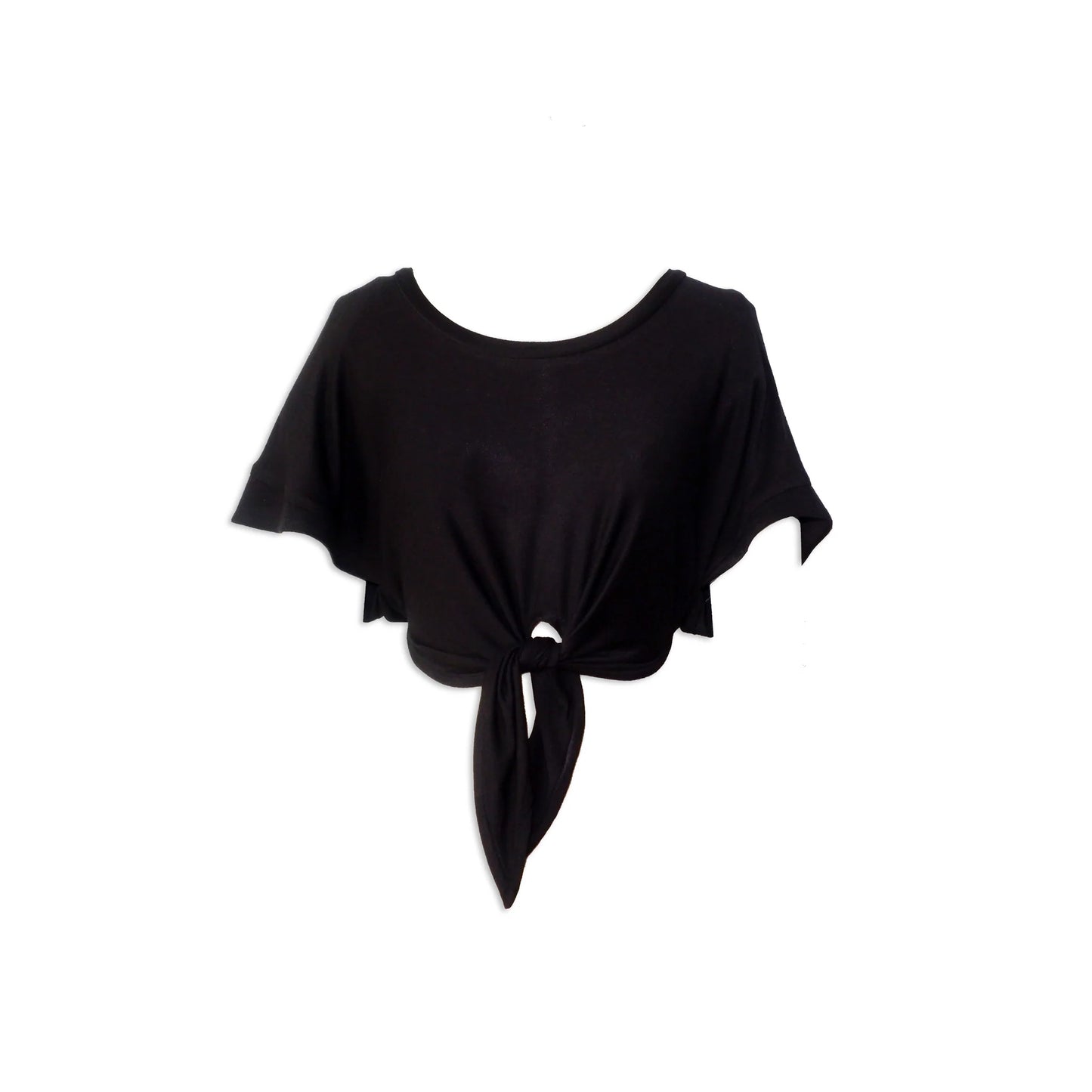 Black Modal Jersey Front Knot Tee
