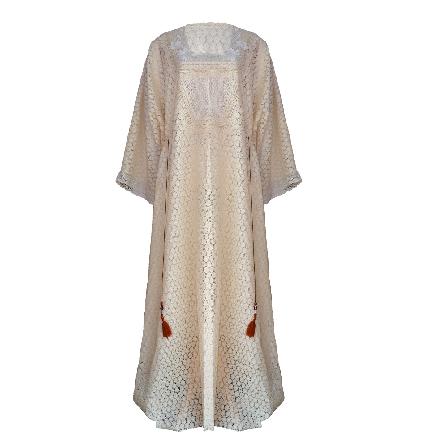 Buttercream Crochet Square Neck Lace Kaftan