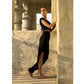 Black Modal Jersey Side Drape Skirt