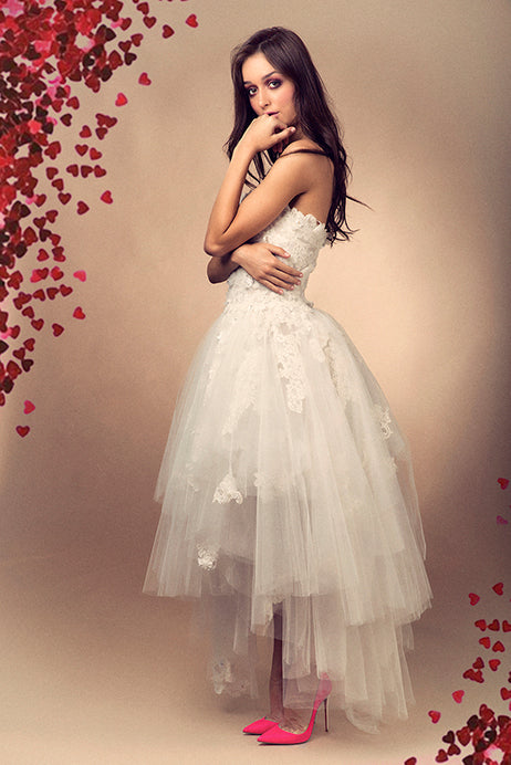 White Lace with Tulle Overlay Dress