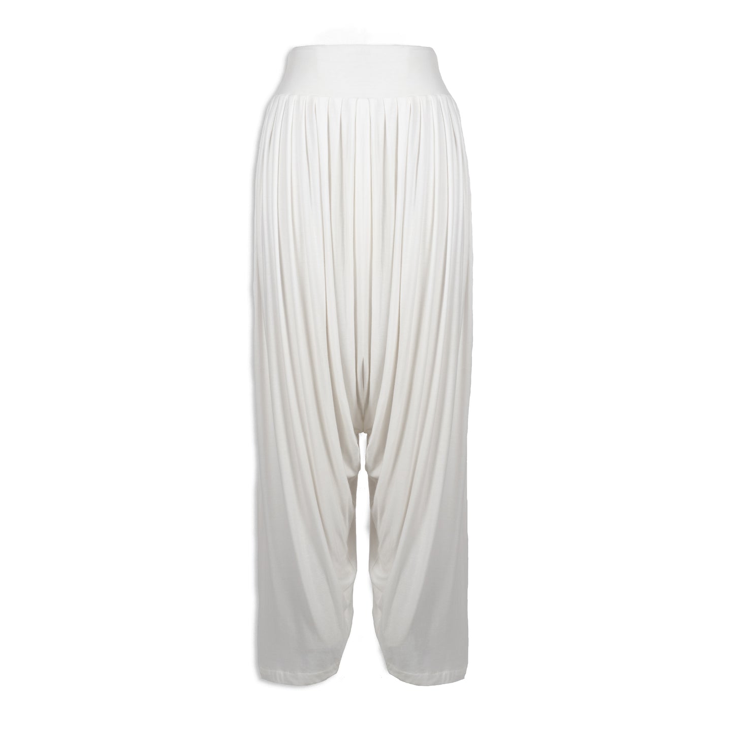 White Modal Jersey Draped Drop Crotch Pant