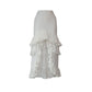 White Modal Jersey Skirt with Lace Ruffle Hem